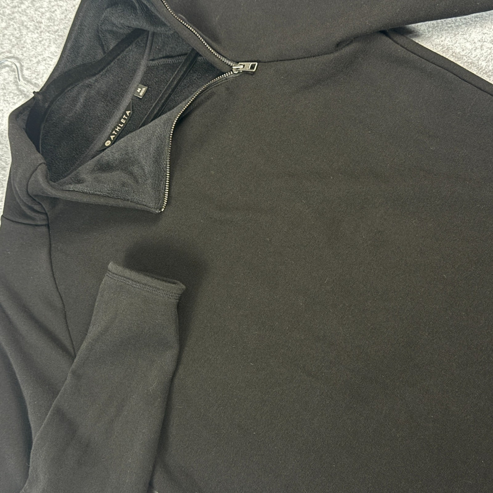 Athleta Black Sweatshirt Dress Zip Collar Women’s Medium Cozy Karma Athleisure